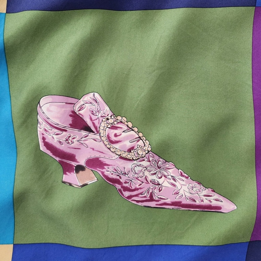 Metropolitan Museum Art Shoes Silk Scarf Square Print Colorful Vintage - Picture 10 of 11
